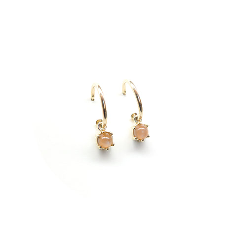 Six Claw Round Moonstone Cabochon Charm Sleepers in Yellow Gold